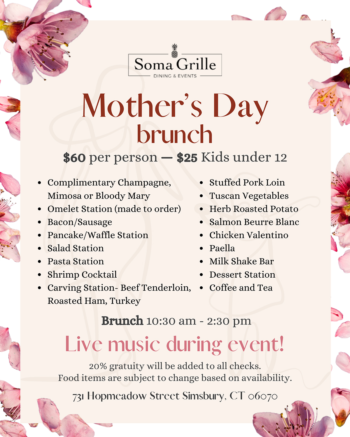 Mother's Day Menu